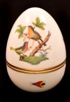 Herendi Rotschild mintás tojás dobozka, kézzel festett, jelzett, apró kopásnyomokkal, m:10 cm