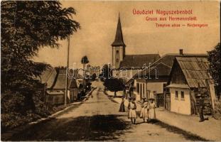 1907 Nagyszeben, Hermannstadt, Sibiu; Templom utca, Román Ortodox templom. W. L. (?) No. 64. / Kirchengasse / Church street, Romanian Orthodox church (EB)