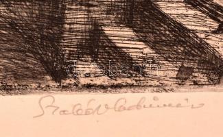 Szabó Vladimir (1905-1991): Zsuzsanna és a vének. Rézkarc, papír, jelzett, 26×19,5 cm