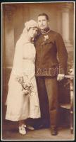 cca 1910-1920 Katona esküvői fotója, 19×10 cm