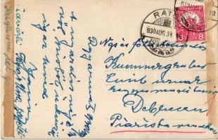 1930 Rábagyarmat, Rába parti ház, csónak, gyerek kutyával. photo (ragasztónyom / glue marks)