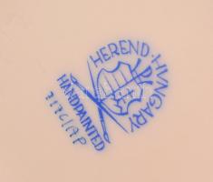 Herendi Apponyi mintás füles váza, kézzel festett, jelzett, apró kopásnyomokkal, m: 33,5 cm