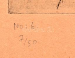 Martyn Ferenc (1899-1986): Háztetők (No: 6) 1927. Rézkarc, papír, jelzett, 20×23,5 cm