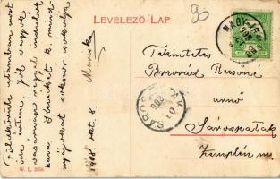 1908 Nagyigmánd, Pályaudvar, vasútállomás, létra, vasutasok. W. L. 2058. (gyűrődés / crease)