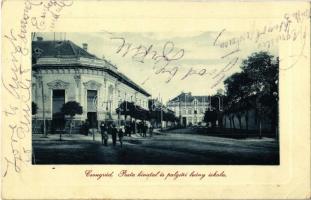 1910 Csongrád, Posta hivatal és polgári leány iskola. W. L. Bp. 4086. (EK)