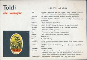 cca 1960 A Csepel Toldi női kerékpár műszaki tájékoztatója