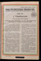 Az 1946 évi törvények gyűjteménye. Egészvászon kötésben