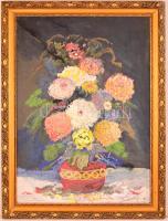 Szepessy jelzéssel: Virágcsendélet. Tempera, karton, keretben, 70×50 cm