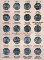 Amerikai Egyesült Államok 2010D-2017D 1/4$ Cu-Ni "Nemzeti Parkok" (40xklf) gyűjtői almbumb...