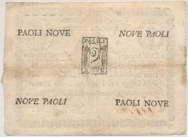 Olasz államok / Római Köztársaság / Francia megszállás 1798. (Dell'Anno 7) 9P assignata, vízjel...