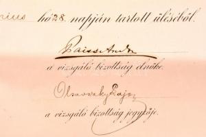 1890 Bírói képesítő oklevél Sarkady György nagybecskereki aljegyző részére, okmánybélyeggel