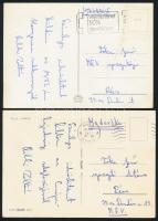 1970-1986 9 db Pécsre küldött lap a PMSC sakkversenyről több ismert magyar sakkozó aláírásával