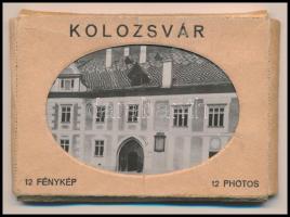 cca 1920-1940 Kolozsvár nevezetességeit bemutató kisméretű leporello, 12 képpel, feliratozva, Fotofilm kiadás, 6×9 cm
