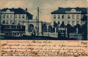 1901 Miskolc, Rudolf laktanya, villamos. Kiadja Lövy József fia (EK)