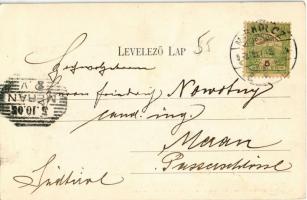 1903 Miskolc, Városház tér, üzletek. Kiadja Vadász M. Dunky Fivérek cs. és kir. udvari fényképészek ...