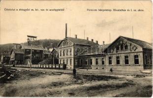 Diósgyőr, Diósgyőr-Perecesbánya (Miskolc); M. kir. vas és acélgyár, Pereces bányatelep, hivatalház és I. számú akna, iparvasút, vagonok. KIadja Lövy József fia (EK)