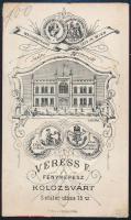 cca 1880 Hölgy műtermi portréja Veress Ferenc (1832-1916) kolozsvári műterméből, dombornyomott porce...