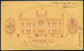 cca 1880 Hölgy műtermi portréja Veress Ferenc (1832-1916) kolozsvári műterméből, dombornyomott porce...