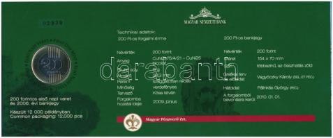 2009. 200Ft elsőnapi veret díszcsomagolásban + 2006. 200Ft "FB" "Búcsú a 200Ft-os ban...