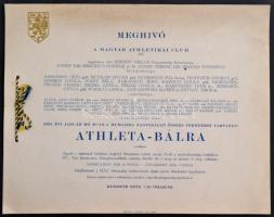 1932 a Magyar Athletikai Club díszes meghívója atlétabálra