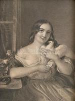 2 db antik fa képkeret, metszetekkel, kopásnyomokkal, belső:11,5×8 cm (2×),  külső:16×12 és 17×13 cm