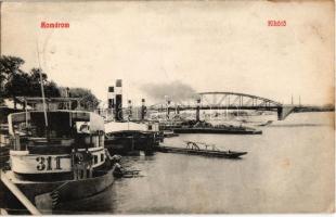 1908 Komárom, Komárno; kikötő, gőzhajók, híd. Kiadja L. H. Pannonia VIII. / port with steamships, bridge (EK)