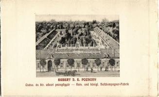 Pozsony, Pressburg, Bratislava; Hubert J. E. Cs. és kir. udvari pezsgőgyára / Kais. und königl. Hofchampagner Fabrik / champagne factory, sparkling wine - képeslapfüzetből / from postcard booklet