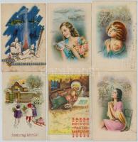 47 db üdvözlő képeslap 1930, 40 és 50-es évekből; katonai és karácsony / 47 greeting art postcards from 30's, 40's, 50's and 60's; military and Christmas