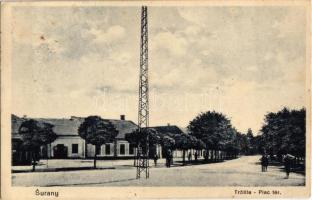 Nagysurány, Surany; Trziste / Piac tér, villanyoszlop. Kiadják a Schulcz Testvérek / market square, electric pylon (fl)