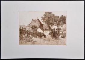 Székely Árpád (1924-1988): Gazdasági udvar. Rézkarc, papír, jelzés nélkül, 17×24 cm