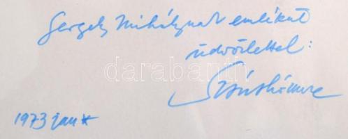 Szántó Imre (1925-1998): Szentendrei háztetők 1973. Linó, papír, jelzett,  Emléklappal, dedikálva, 2...