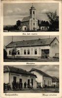 Ipolyszakállos, Sakálos, Ipelsky Sokolec; Római katolikus templom, Községháza, Hanza (Hangya) Szövetkezet üzlete és vendéglője, étterem / Catholic church, town hall, cooperative shop and restaurant, inn (EK)