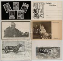 Kb. 100 db RÉGI motívumlap, jobb és érdekesebb darabokkal: üdvözlő, művész, katonai, litho + egy Dwo...