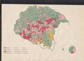 cca 1915 Az 1869-es országgyűlési választások eredményei, térkép, jelmagyarázattal, 20×29 cm