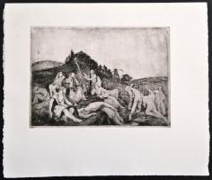 Iskókovits Kálmán (1898 - 1990): A Zene III. Rézkarc, papír, jelzés nélkül, 17×24 cm