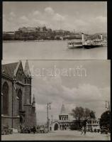 cca 1935 Budapest, városi látképek (Budai Vár, Halászbástya, Parlament), 3 db pecséttel jelzett fotó Révész-Bíró műterméből, 12×22 és 23×17 cm közötti méretekben