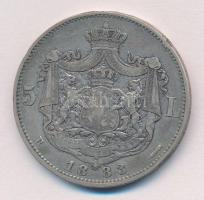Románia 1883B 5L Ag "I. Károly" T:2- ph. 
Romania 1883B 5 Lei Ag "Carol I" C:VF...