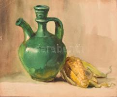 Helbing Aranka (1898-1974): CSendélet ( 2db), akvarell, papír, körbevágva, jelzett (részleges), 22×2...