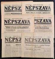 1945 A Népszava, a Szociáldemokrata Párt Központi Lapja 73. évfolyamának számai, 6 db