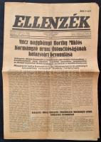 1940 Az Ellenzék című újság LXI. évfolyamának 212. száma, címlapon Horthy Miklós kormányzó kolozsvári bevonulásának hírével