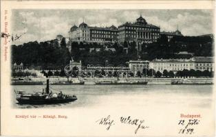 1899 Budapest I. Királyi vár, gőzhajó. Divald Károly 10. sz.