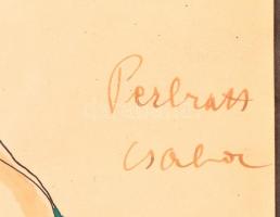 Perlrott jelzéssel: Női akt háttal. Akvarell, papír, üvegezett keretben,  20×15 cm