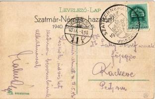 Szatmárnémeti, Satu Mare; Kossuth kert, kioszk / park with kiosk + "1940 Szatmárnémeti visszaté...