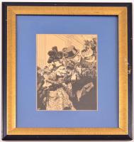 Szundy jelzéssel: Úri közönség. Tus, papír, üvegezett keretben, 23×16 cm