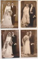 4 db RÉGI esküfői fotó képeslap / 4 pre-1945 wedding photo postcards