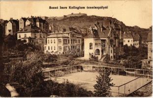 Budapest XI. Budai Szent Imre Kollégium a Fehérvári úton (ma Bartók Béla út 17-19.), a kollégium teniszpályái, sport (EK)