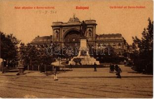 1910 Budapest VII. Keleti pályaudvar, vasútállomás, Baross szobor. 14.