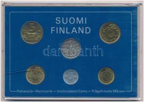 Finnország 1981. 5p-5M (6xklf) forgalmi sor eredeti műanyag tokban T:1 Finland 1981. 5 Pennia - 5 Markkaa (6xdiff) coin set in original plastic case C:UNC