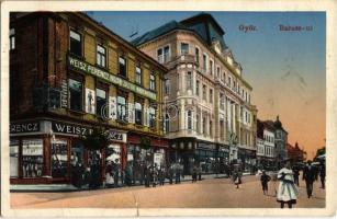 1914 Győr, Baross út, Weisz Ferenc, Spitzer Arnold üzlete (szakadás / tear)