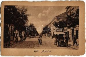 1933 Győr, Árpád út, automobil, üzletek